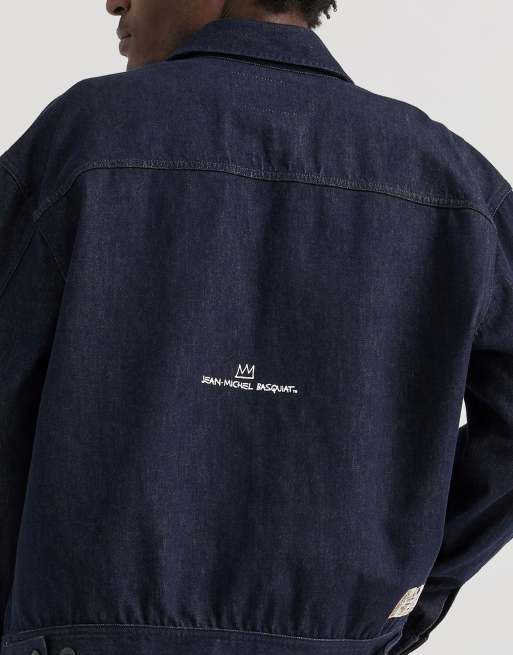 Lee x Jean-Michael Basquiat – Capsule – Mörktvättad jeansjacka med konsttryck på insidan, 4 av 4