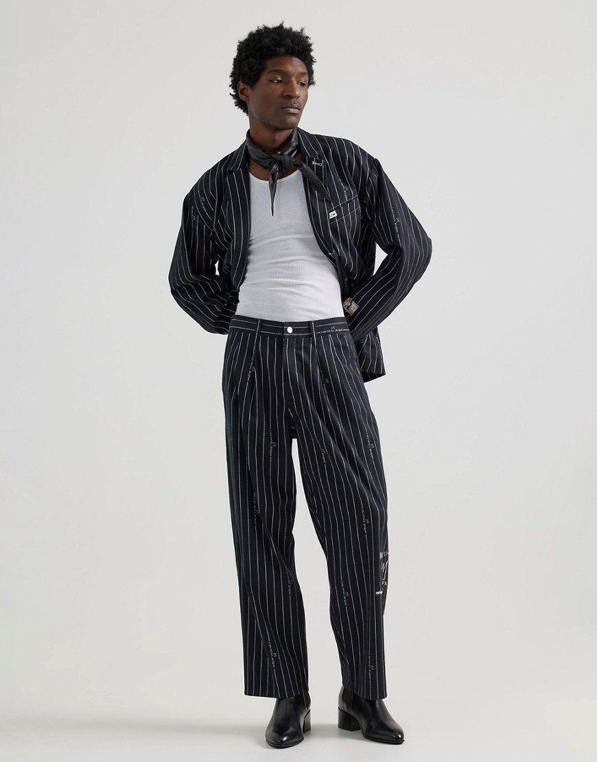 Lee x Jean-Michael Basquiat capsule stripe loose trousers co-ord in black