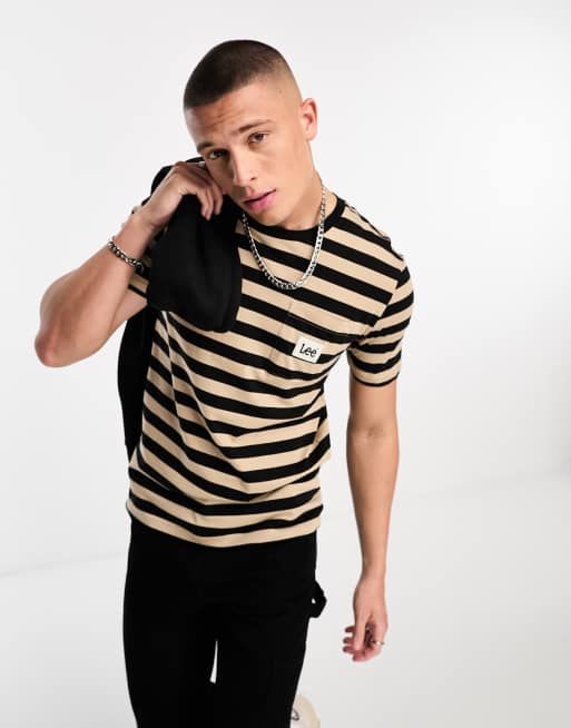 Lee yarn dye stripe jersey tee in off white