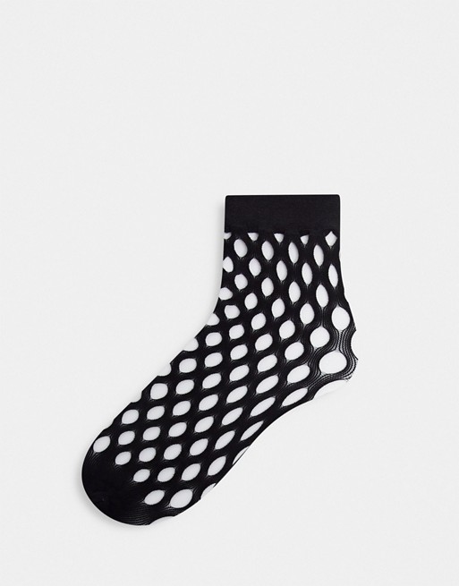 Leg Avenue oval net anklets socks in black