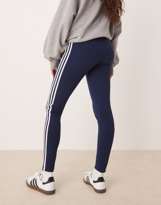Leggings azul marino y blancos con rayas Adicolor de adidas