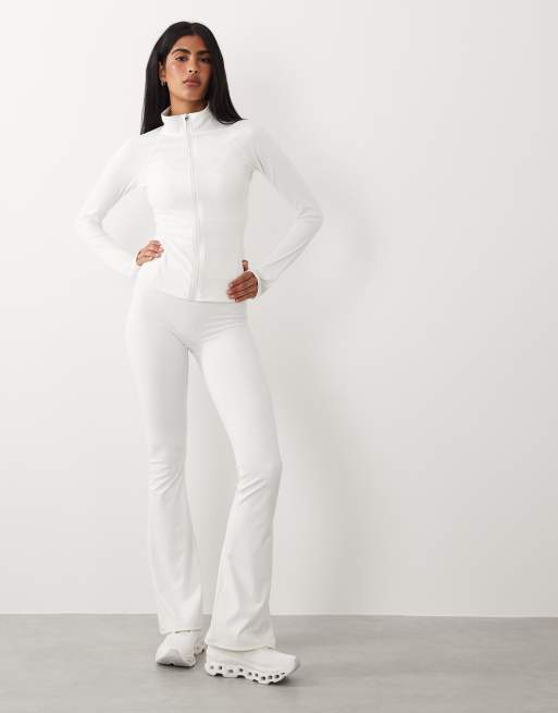 Gina Tricot - Mix & Match - Conjunto blanco hueso para yoga con cremallera, 4 de 4