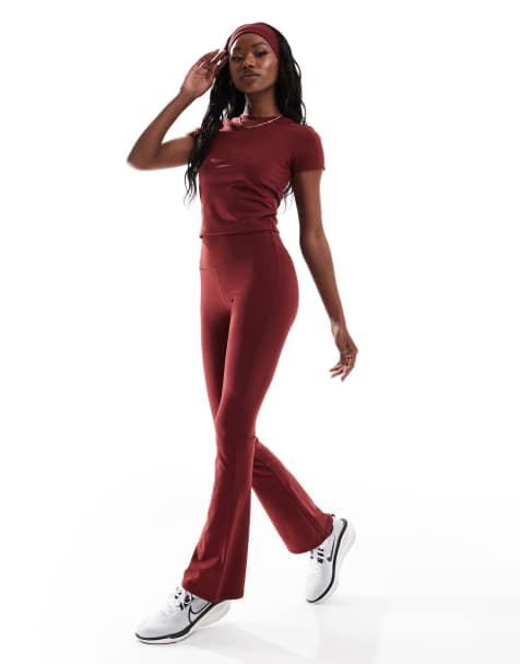 Leggings burdeos de corte slim acampanado de tejido suave Icon de 4505 - view 1