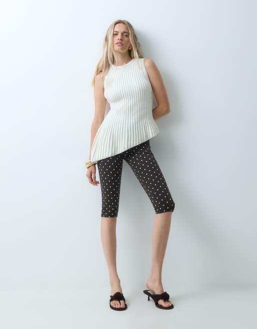 leggings capri de punto con lunares marrón oscuro, 2 de 5