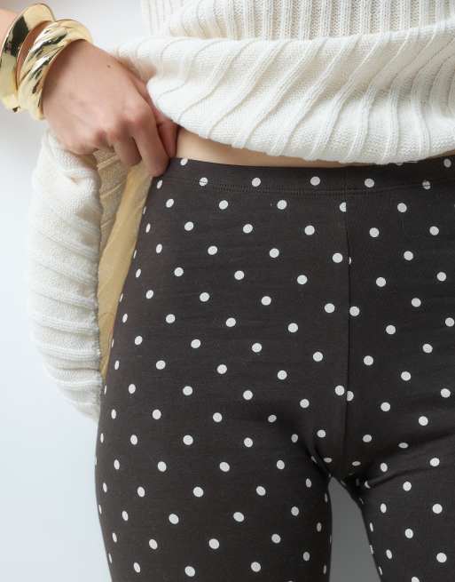 leggings capri de punto con lunares marrón oscuro, 3 de 5