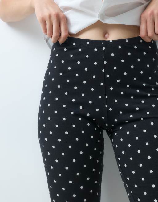 leggings capri in jersey con pois neri, 5 di 5