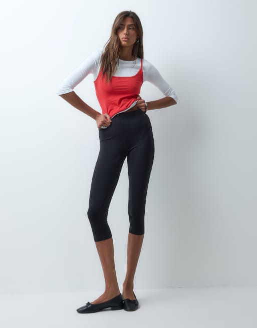 Leggings capri negros de punto liso de ASOS DESIGN, 2 de 5