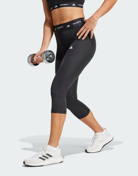 Leggings capri negros Techfit de adidas Performance - view 1