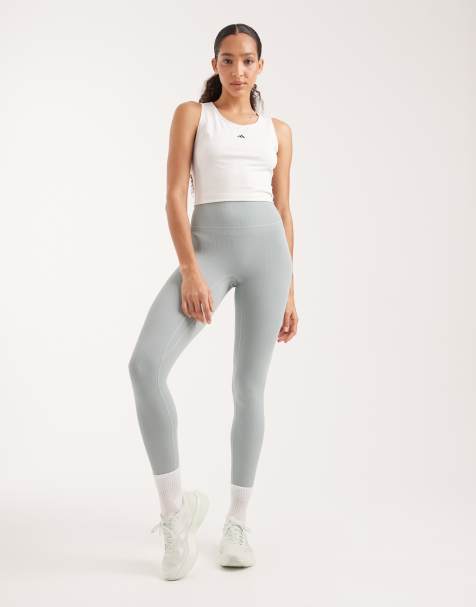 Leggings con largo 7/8 verde de canalé All Me de adidas performance - view 1