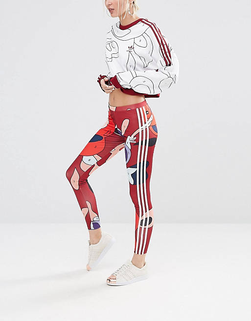 Imaginación Elocuente en voz alta Leggings con tres rayas y estampado de pintura de Adidas Originals X Rita  Ora | ASOS