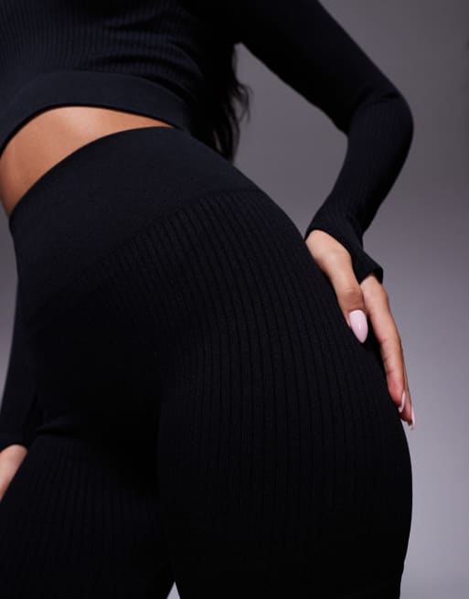 Leggings cortos de 13 pulgadas negros de canalé sin costuras Icon de 4505 , 4 de 5