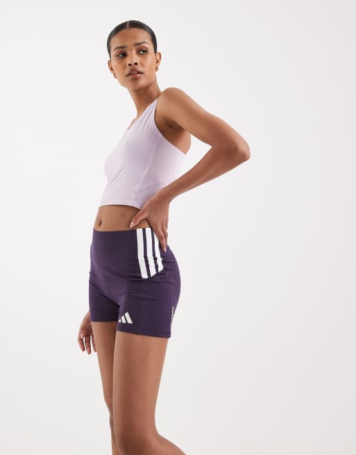 Leggings cortos morado ciruela aurora Adizero de adidas Performance