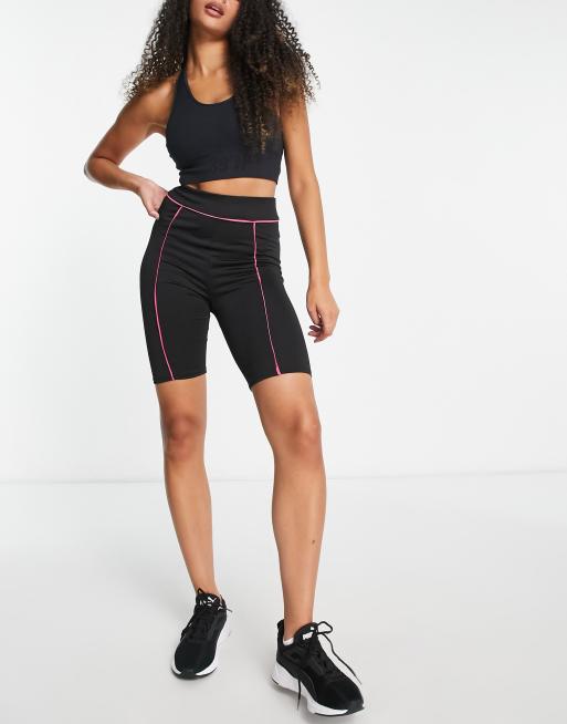 Leggings cortos negros deportivos con ribetes en contraste de Threadbare Fitness Tall, 4 de 4