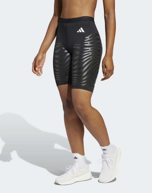 Leggings cortos negros para correr con efecto moldeador Adizero de adidas Performance
