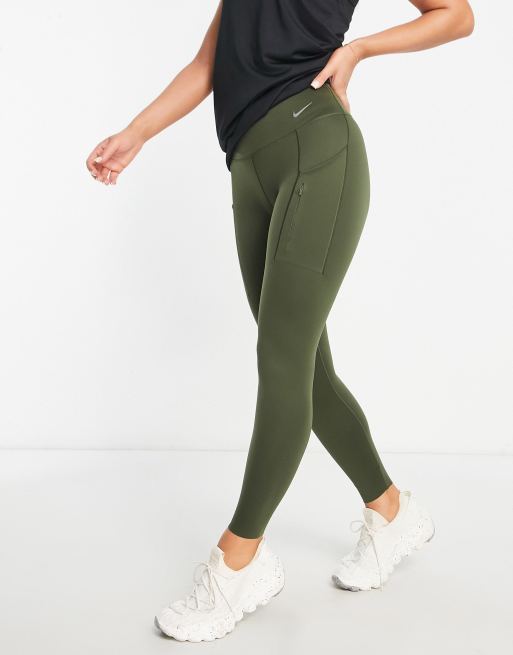 Leggings de 7/8 caquis de talle medio Dri-FIT de Nike Running, 2 de 4
