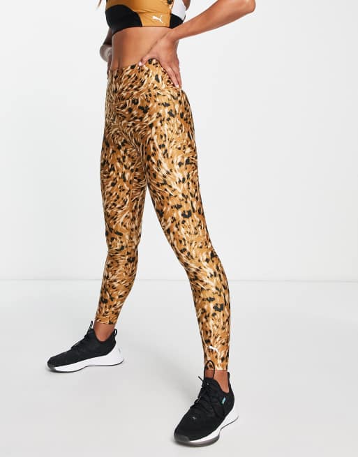 Leggings de 7/8 marrones de talle alto con estampado de leopardo Safari Glam de PUMA Training, 4 de 4