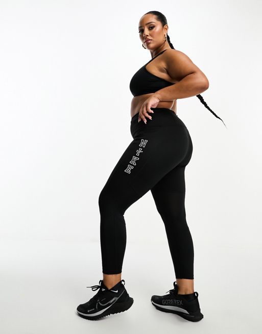 Leggings de 7/8 negros con logo Swoosh Run Fast de Nike Running