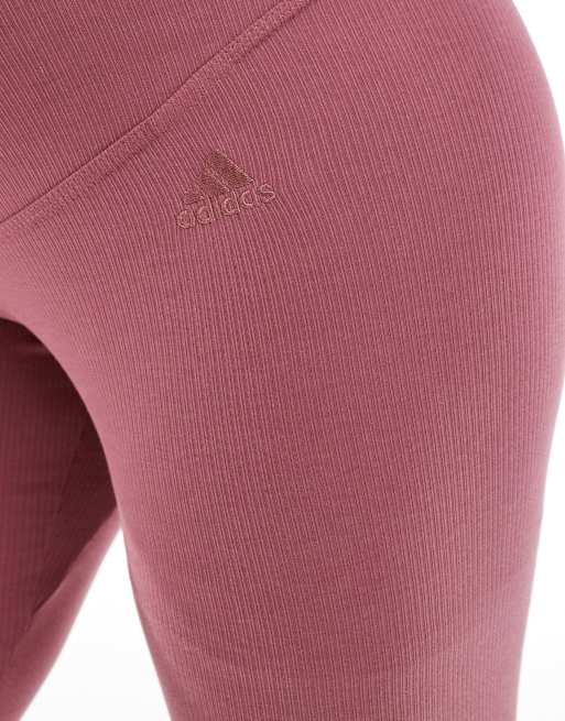 Leggings de 7/8 rojos de talle alto de canalé de adidas Training Maternity, 4 de 5