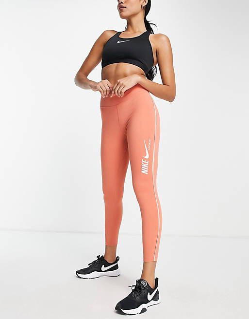 Mujer Leggings | Leggings de 7/8 rosas de talle medio One GRX Dri-FIT de Nike Training - XF75327