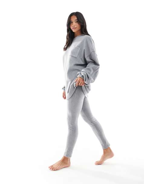 Leggings de estar por casa gris claro de felpa Mix & Match de ASOS DESIGN Petite - view 1