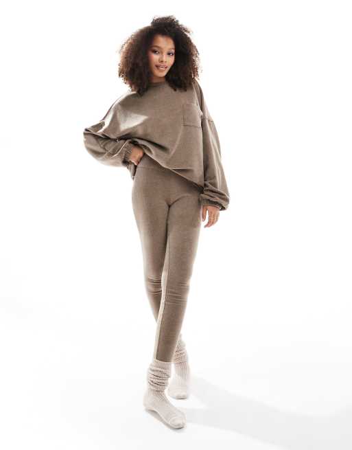 Leggings de estar por casa marrones de felpa Mix & Match de ASOS DESIGN, 2 de 5