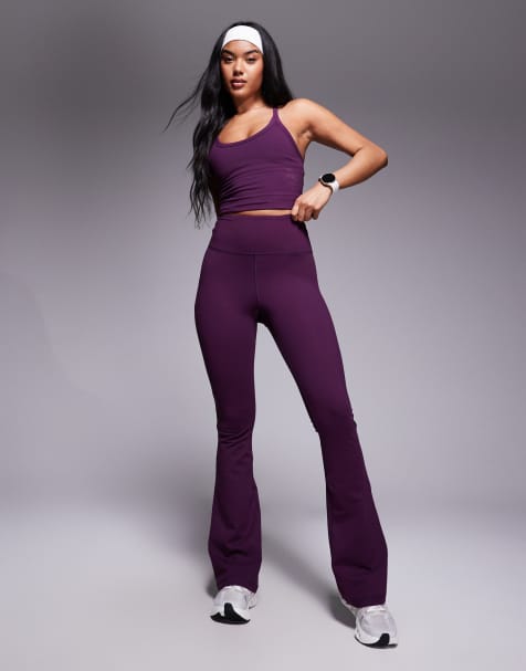 Leggings de yoga morado uva de corte slim acampanado de tejido suave Icon de 4505 - view 1