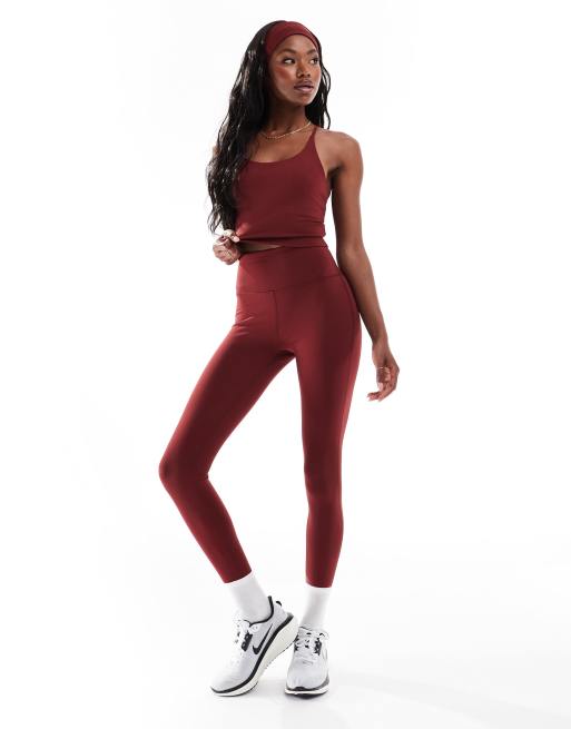Leggings deportivos burdeos para yoga de tejido suave Icon de 4505 