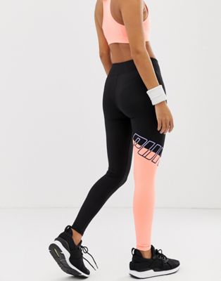Leggings deportivos con diseño colour block rosa y negro de Puma