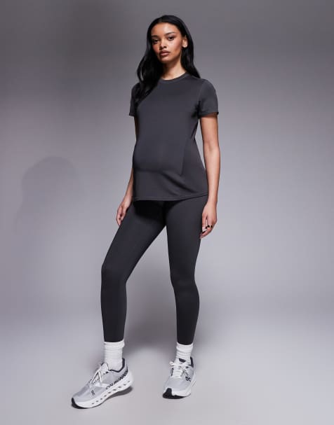 Leggings deportivos gris humo de talle alto con bolsillo interior y diseño moldeador en la parte trasera Icon de 4505 Maternity - view 1