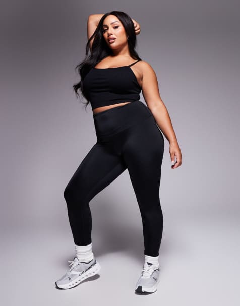 Leggings deportivos negro ultrabrillante de talle alto con bolsillo interior y diseño moldeador en la parte trasera Icon de 4505 Curve - view 1