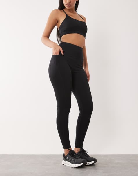 Leggings deportivos negros para correr con lazada en la cintura y bolsillo para teléfono Icon de 4505 Hourglass - view 1
