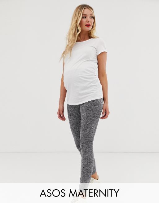 Leggings gris jaspeado de talle por encima del vientre de ASOS DESIGN  Maternity | ASOS