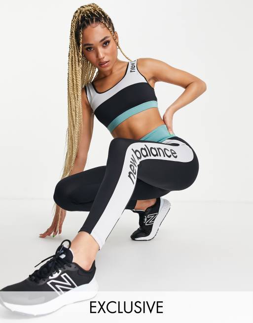 Leggings grises de 7/8 con cintura alta y diseño color block Achiever Remix exclusivos en ASOS de New Balance Running