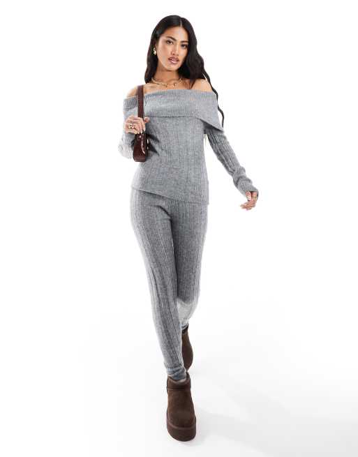 Leggings grises de punto de In The Style (parte de un conjunto)