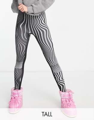 Leggings interiores monocromáticos con estampado de ondas de ASOS 4505 Tall 