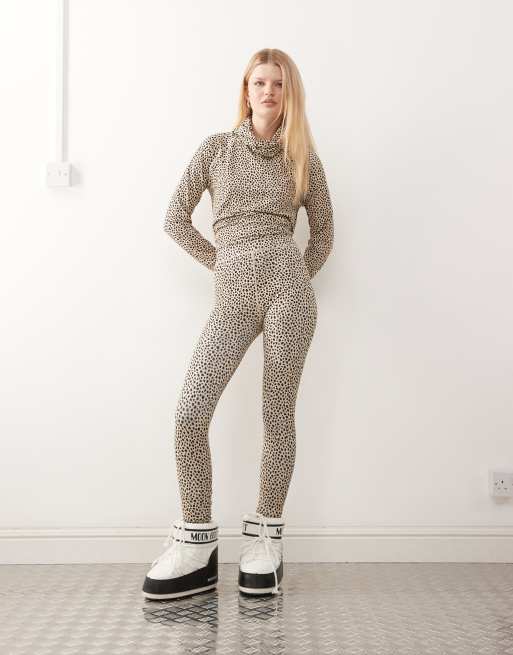 Leggings interiores multicolor para mujer con estampado de guepardo de OOSC