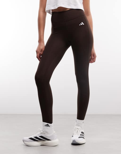 Leggings largos marrón café básicos Optime Essentials de adidas Training, 5 de 5