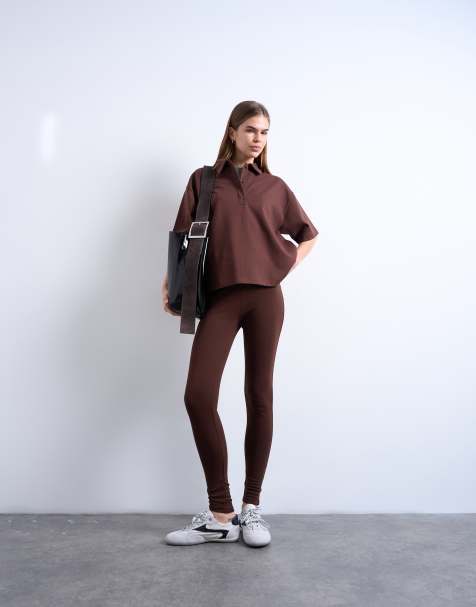 Leggings largos marrón chocolate de tejido grueso de Topshop - view 1