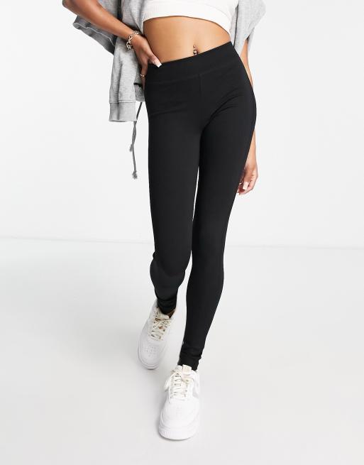 Leggings largos negros con cinturilla ancha de punto grueso de Topshop