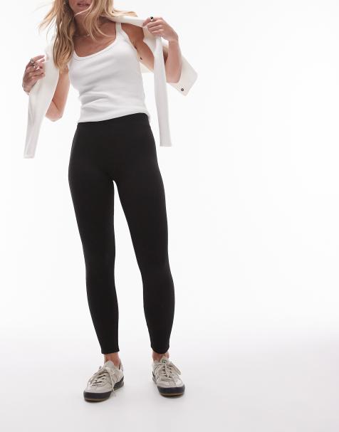 Leggings largos negros de tejido grueso de Topshop Petite - view 1