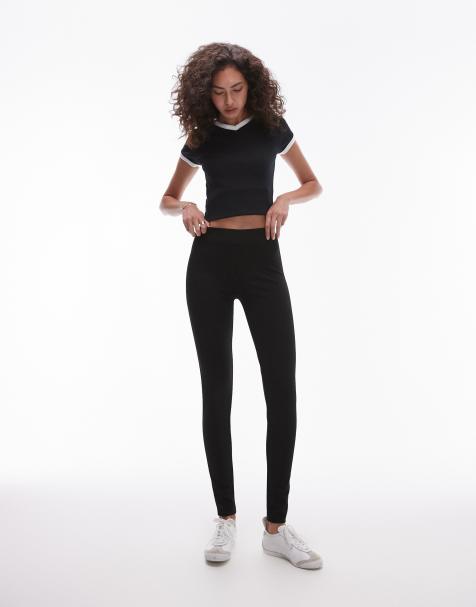 Leggings largos negros de tejido grueso de Topshop Tall - view 1