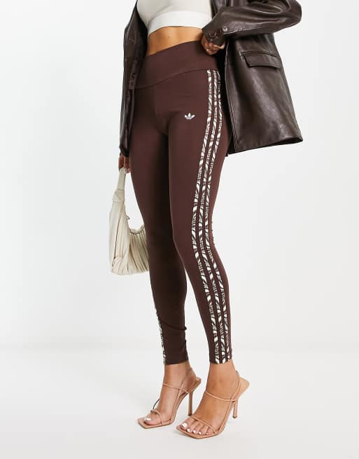 Leggings marrones con estampado de cebra Animal Abstract de adidas Originals