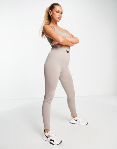 Leggings marrones de canalé sin costuras de Pink Soda - view 1