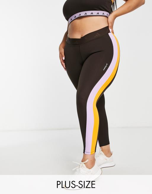 Leggings marrones naranjas y morados de talle alto con dise o