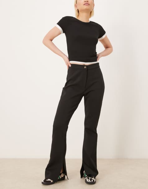 Leggings negros con abertura en el bajo de tejido grueso de ASOS DESIGN - view 1