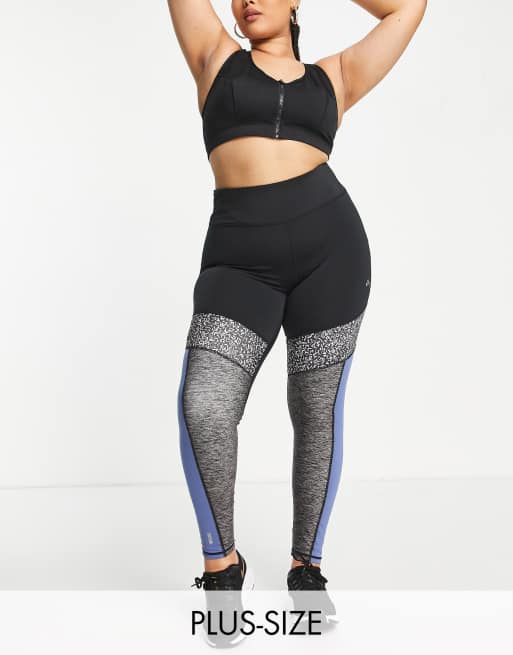 Leggings negros con paneles estampados de Only Play Curve (parte de un conjunto)