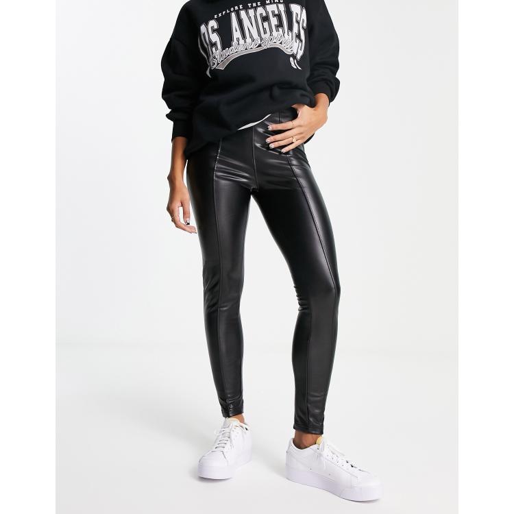 Mango wet look leggings in black