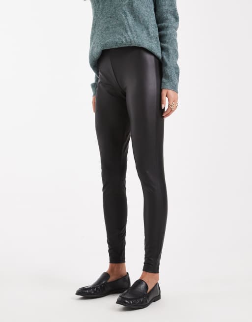 Leggings negros de talle alto de cuero sintético de Only , 4 de 5