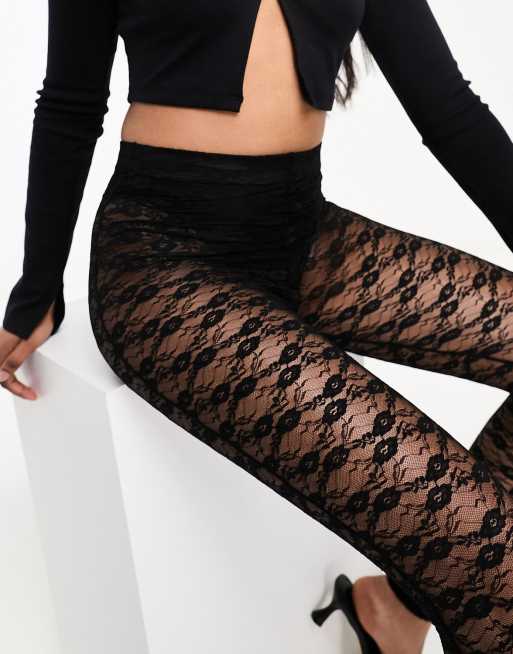 Leggings negros de talle alto de encaje de Miss Selfridge, 4 de 4