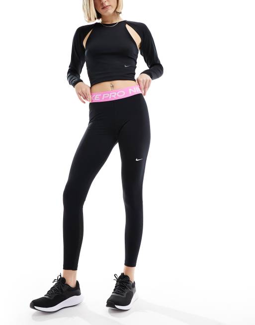 Leggings negros y rosas de talle medio 365 de Nike Pro Training